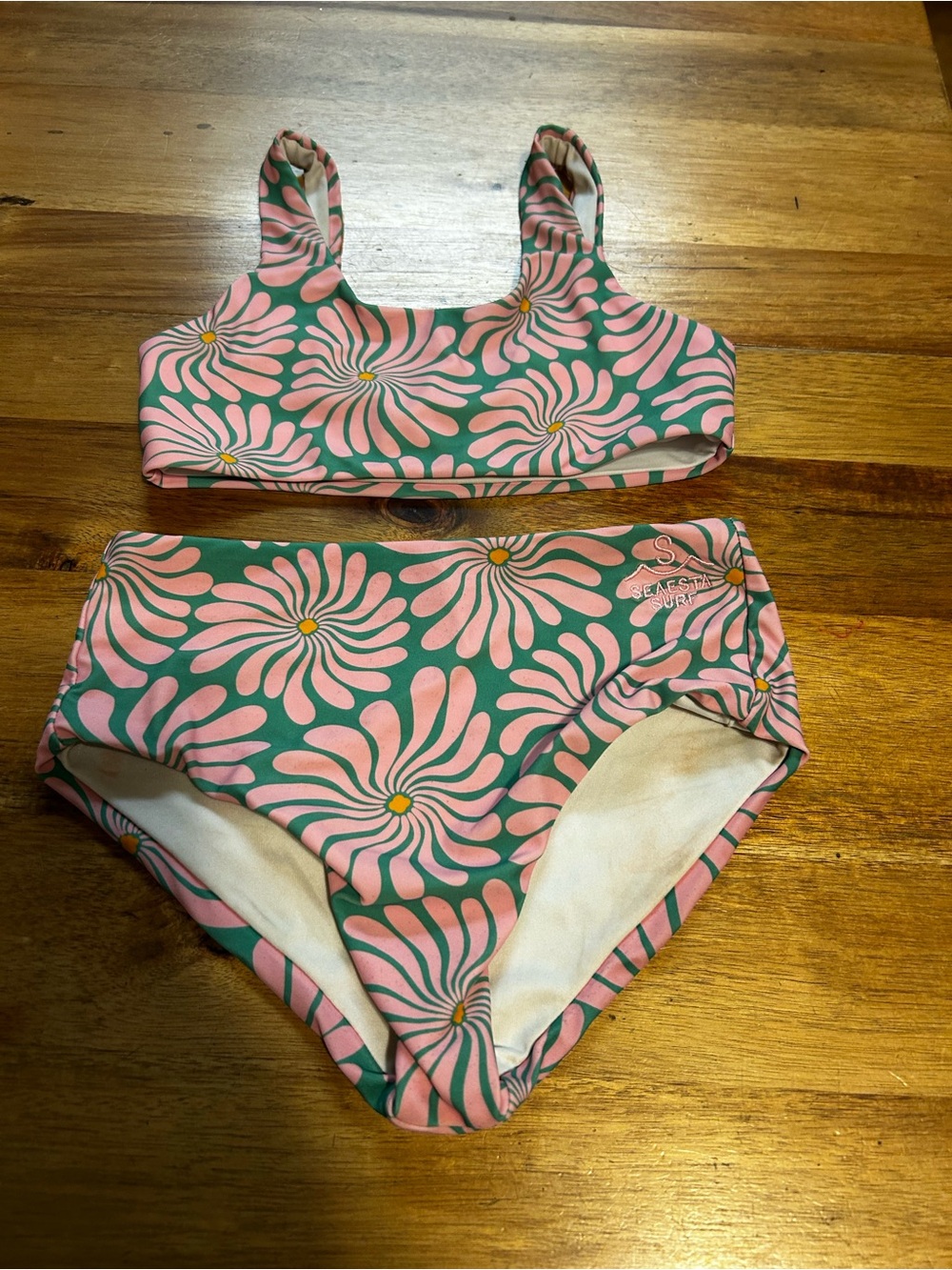 Girls Floral Two-Piece Swim Set in Pink and Green by Squeeze